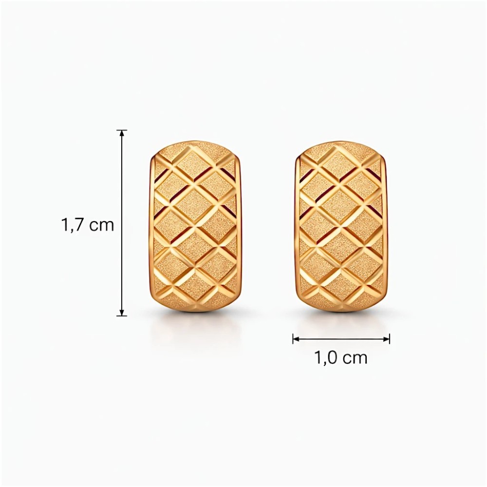 Kolczyki pozłacane elegancki wzór geometryczny – wymiary 1,8 cm x 1,2 cm
