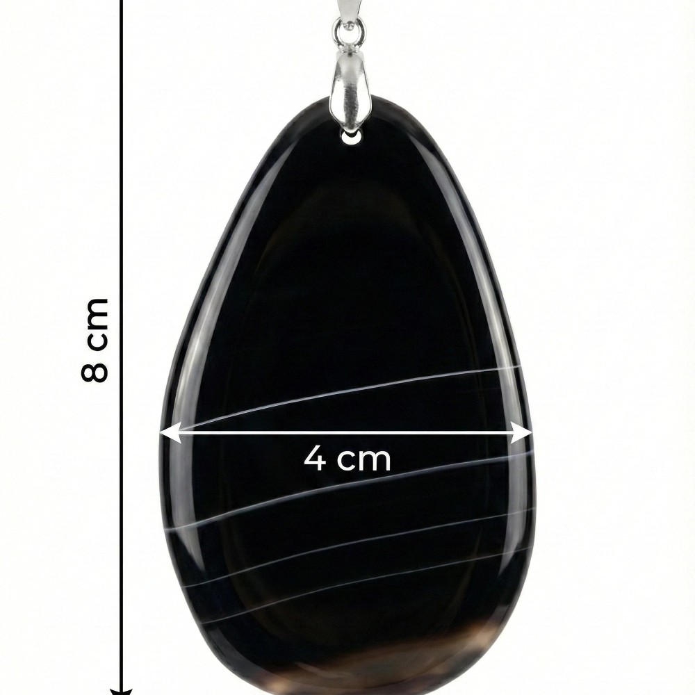 Wymiary dużej zawieszki z agatu wysokość 8 cm szerokość 4 cm