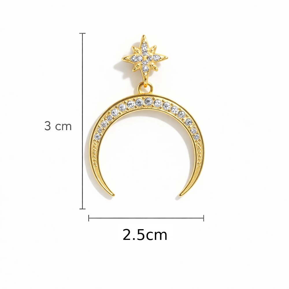 Kolczyki księżyc i gwiazda stal chirurgiczna – wymiary 3 cm i 2,5 cm