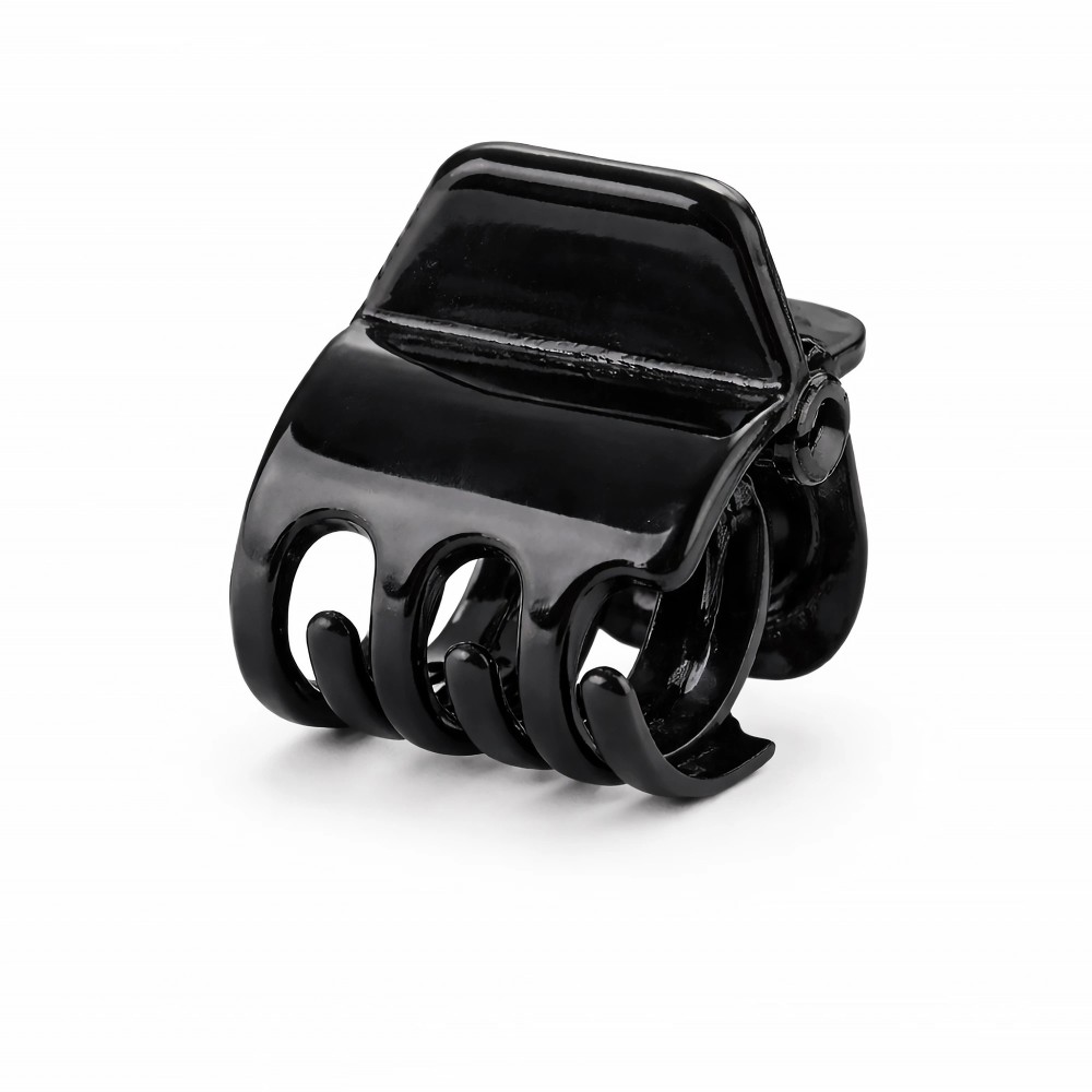 Czarna spinka do włosów krabik 2×2,5 cm – packshot na białym tle