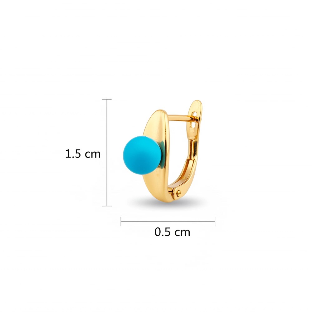 Kolczyki pozłacane z niebieskim oczkiem – długość 1,5 cm, szerokość 0,5 cm
